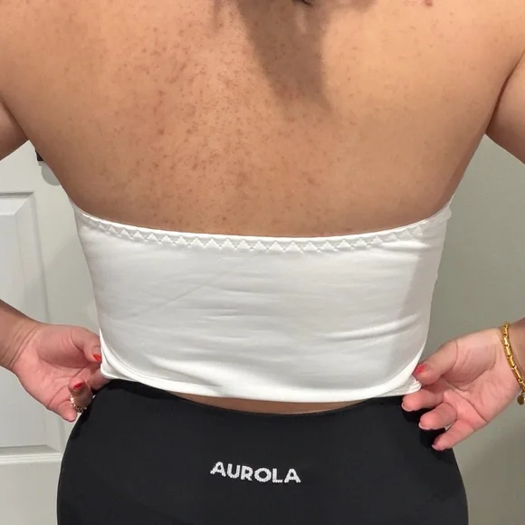 SHEIN White Corset Top with Purple Floral Accents - Picture 4 of 5